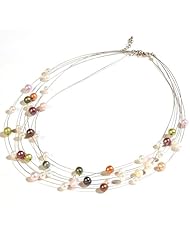 Mixed Color Pearl Necklace Statement Jewelry Chunky Necklace (Fn0457)