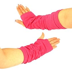 Cotton Slouch Arm Warmer Fingerless Long Gloves Pink