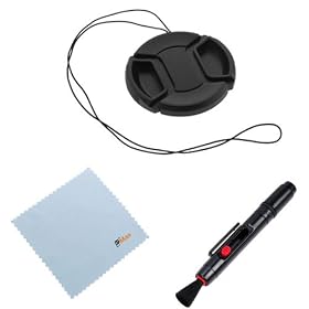 GTMax 55mm Lens Cap with Strap + LCD Lens Pen + Microfiber Cleaning Cloth for Sony SLR A230 A290 A350 A380 A390 A850 A700 A900 SLT-A33 A55V A35 A37 A57 A65 A77 (with 18-55mm, 55-200mm Sony Lenses)
