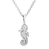 Sterling Silver Cubic Zirconia Seahorse Pendant by Crislu, 16"-18"
