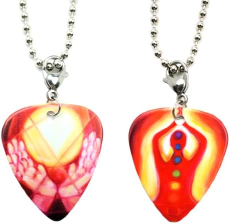 Metaphysical Healing Arts 2 sided Guitar pick pendant with necklace chain