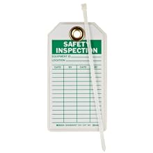 Brady 86442 5-3/4" Height, 3" Width, B-837 Heavy Duty Polyester, Green On White Color Safety Inspection Tags (Pack Of 10)
