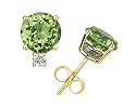 5mm Round Peridot and Diamond Stud Earrings in 14K Yellow Gold