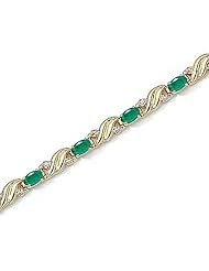 14kt Yellow Gold Oval Emerald and Diamond Bracelet