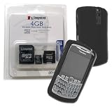 Combo of Black Silicone Skin Cover Case and Kingston 4GB microSDHC Class 4 Memory Card with miniSD, SD Adapter for Blackberry Curve 8300 8310 8320 8330