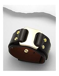 Black Leather Bracelet In White Base