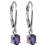 Amethyst Dangle-Leverback Earrings in Sterling Silver (.90ct tgw)