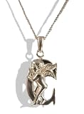 Solid Silver Winged Angel Cherub Initial Letter Pendant C