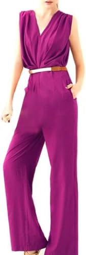 Hee Grand Womens Deep V Casual Sleeveless Long Jumpsuit Rompers