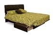 Contemporary 60" Platform Storage Bed with Button Tufted Headboard in Chocolate Finish By South Shore Furniture