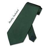 100% SILK Solid Hunter Green Color Neck Tie Hanky Set. Men's NeckTie.