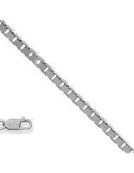 925 Sterling Silver 1.3 mm (3/64 Inch) Box Chain Necklace 18" w/ Lobster Claw Clasp