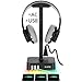 RGB Headphone Stand with USB Charger KAFRI Desk Gaming Headset Holder Hanger Rack with 3 USB Charging Port and 2 Outlet - Suitable for Gamer Desktop Table Game Earphone Accessories Boyfriend Gift