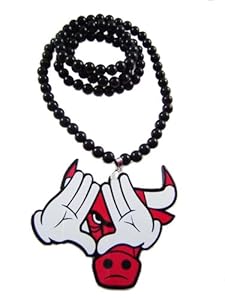 New Hip-hop Fashion Good Wood Black Chicago Bulls - Acrylic Shape Pendant Ball Bead Chain Necklace