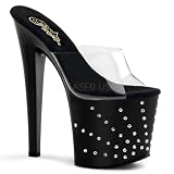 7 1/2 inch Rhinestone Starburst Platform Slide Clear/Black