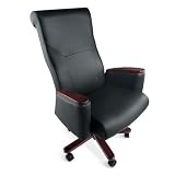 Accel Executive High-Back Swivel Leather Chair Upholstery: Brackle - Gold Dust, Finish: Classic Cherry, Base: Nylon Base