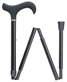 Walking Canes   Mens Carbon Fiber derby folding cane with black soft touch handle, checkered band and carrying case. Cane adjusts 33 37