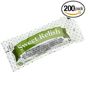 Portion Pack Sweet Relish, 0.32-Ounce Single Serve Packages (Pack of 200)