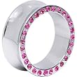 1" Surgical Steel Pink Jeweled Saddle Plug
