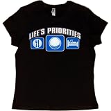 JUNIORS T-SHIRT : BLACK - SMALL - Life's Priorities - Eat Sleep Golfing - Golf