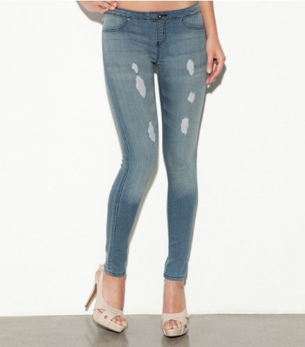 G by GUESS Pull-On Super Skinny Jeans, MEDIUM WASH DESTROY (LARGE)