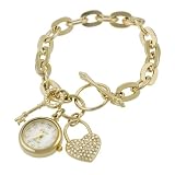 Geneva Platinum Designer Look Lock & Key Toggle Watch- 8992