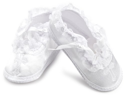 Lauren Madison Baby-boys Infant Satin Shoes With Embroidered Cross On The Toe