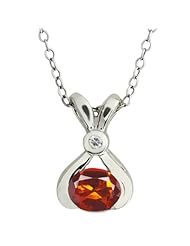 0.74 Ct Oval Orange Red Madeira Citrine and Topaz Sterling Silver Pendant