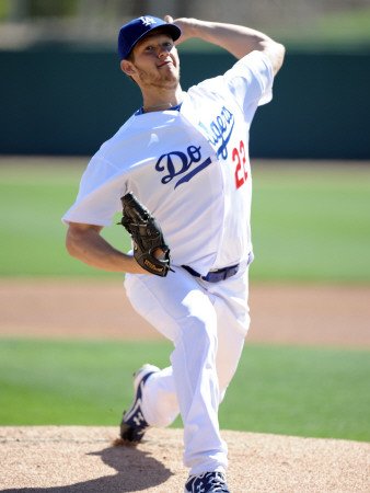 Chicago White Sox v Los Angeles Dodgers, PHOENIX, AZ - FEBRUARY 28: Clayton Kershaw Photographic Poster Print by Harry How, 12x16