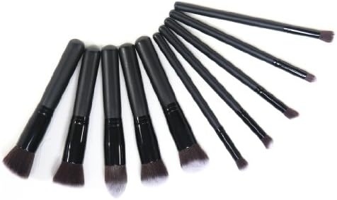 MeGooDo 10pcs Professional Women Makeup Cosmetic Brush Set Blending Shadow Powder Foundation Eyeshadow Blush Brushes (Gray_Black(10 pcs))