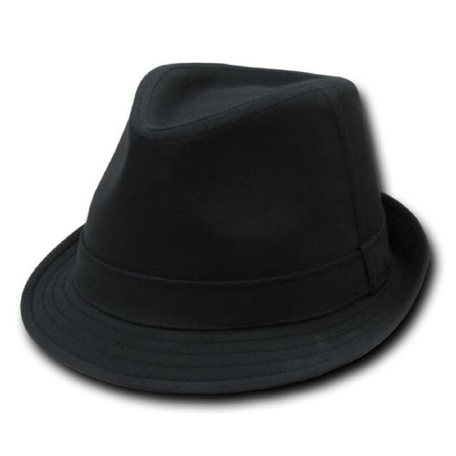 DECKY Basic Poly Woven Fedora Hats (BLACK / BLACK, L / XL)