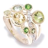 14K Gold Blue, Green or Purple Multi-Gem Ring