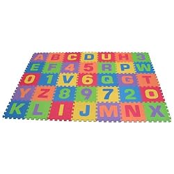 Edushape Edu-Tiles 36 Piece 6x6ft Play Mat, Letters & Numbers Set