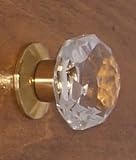 Lots of 2 the Largest BiFold/Wardrobe Diamond Cut Old Town 24% Lead Crystal Knobs LD16-0550 L Solid Brass Fluted Rosettes Custom Limited Designed