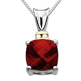 Sterling Silver and 14k Gold Garnet Diamond Pendant and Earrings Set