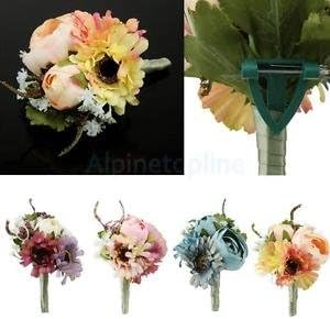 Wedding Bridal Groom Boutonniere Corsage Flower Brooch Pin Color:Pink