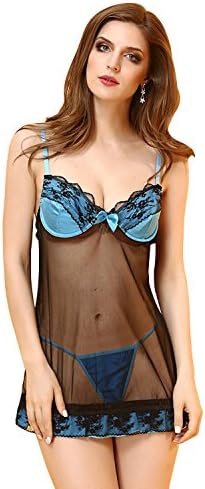 Umesky Women Sexy Lingerie Lace See Through Backless Strap Babydoll Sleepwear