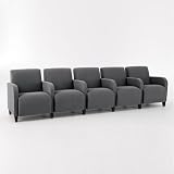 Siena Five Seat Sofa with Center Arms Avon Blue Fabric/Cherry Finish