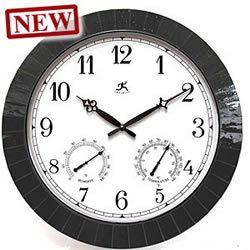 Black Tile Clock - Indoor Outdoor Thermometer and Hygrometer, by Infinity Instruments by Infinity Instruments