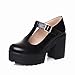 Show Shine Women's Chic T Strap Buckle Platform High Chunky Heel Shoes