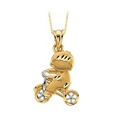 14K Two Tone Gold ''Child on Tricycle'' Pendant with Chain