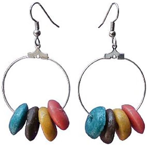 Fair Trade "Elliptical" Recycled Glass Beads Earrings or Bracelet (Rainbow Earrings)