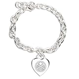 Denver Nuggets Ladies Silver Heart Charm Bracelet