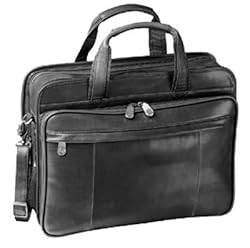 Mancini Black Italian Leather Briefcase Laptop 17"