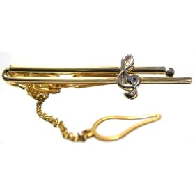 Treble G Clef Tie Bar Clip Gold tone by 