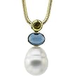 14K Yellow Gold Paspaley South Sea Cultured Pearl, Peridot and Blue Topaz Pendant