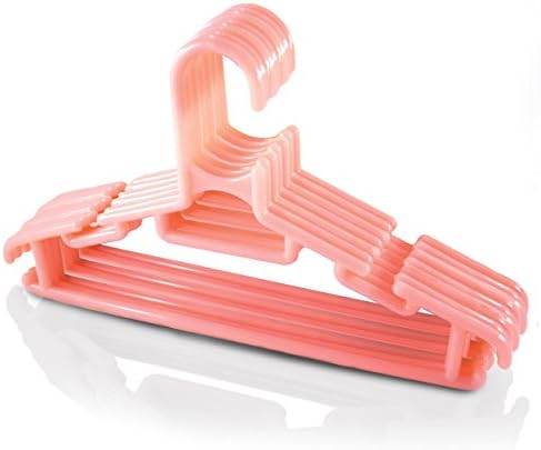 Clothes Hangers - Other Colors Available - Standard Baby, Infant, and Toddler Size - Nursery Closet Organizers - Multiple Notches in Each Hanger Make a Prefect System for Organization, Hanging, and Storage of Apparel and Décor: Onesies, Shirts, Pants, Skirts, and Coats - Great Product for an Additional Attachment to Baby Gift Basket Sets - Satisfaction Guaranteed - 10 Piece - Pink