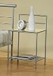 Coaster Contemporary Modern Night Stand Bedside Table, Silver Metal Finish