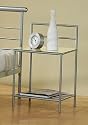 Contemporary Modern Silver Finish Metal Night Stand Bedside Table