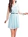 Allegra K Ladies Long Sleeves Splicing Full Lined Belted Dress Light Blue XL